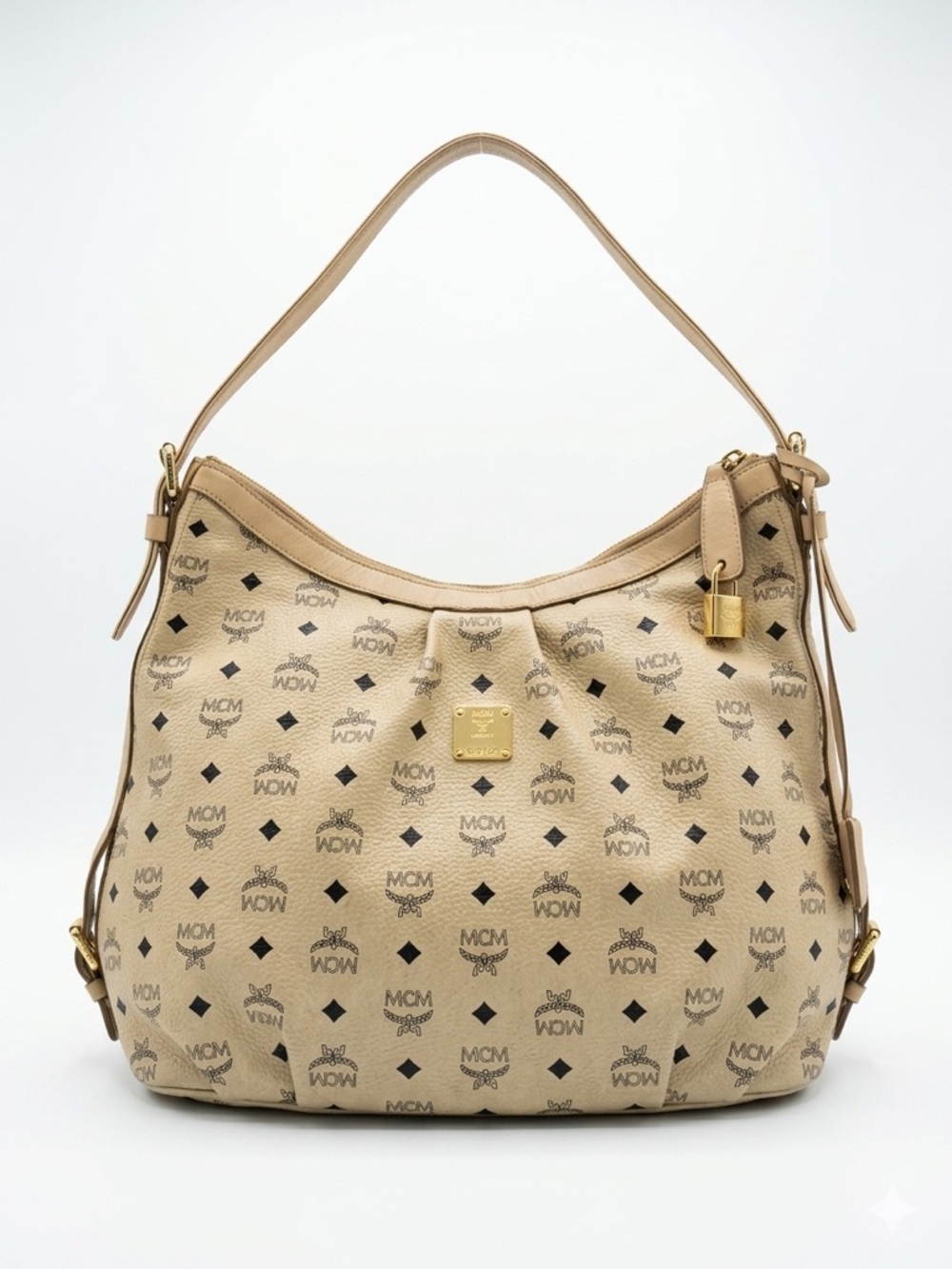 MCM Munchen Handbag Beige, MCM G6767 Serial, Neutral MCM Shoulder Bag